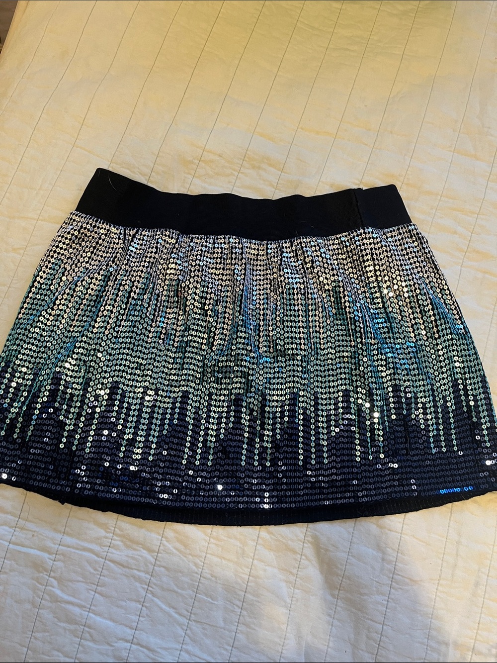 Free People Sequined Ombre Mini Skirt blue silver aquamarine